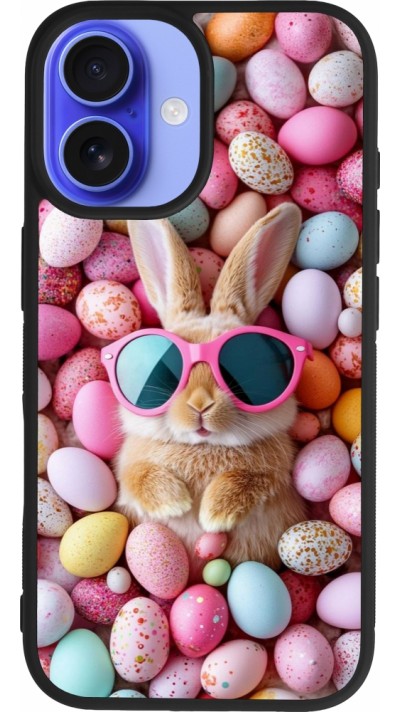 iPhone 16 Case Hülle - Silikon schwarz Easter 2026 Rabbit fun