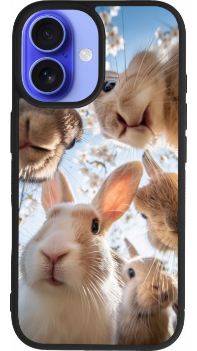 iPhone 16 Case Hülle - Silikon schwarz Easter 2026 Rabbits