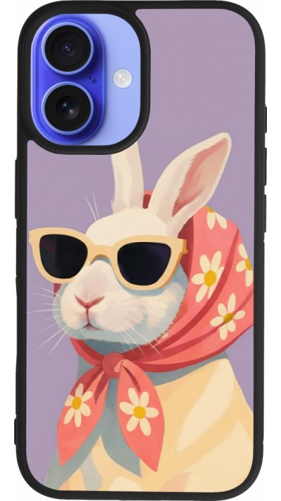 iPhone 16 Case Hülle - Silikon schwarz Easter 2026 Rabbit with scarf