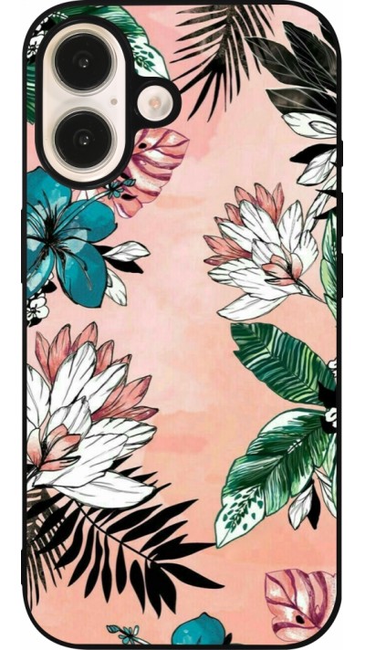 Coque iPhone 16 - Silicone rigide noir Flowers Artprint
