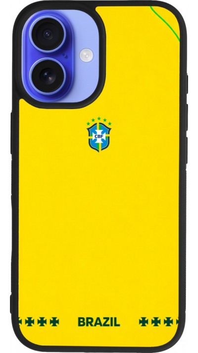 iPhone 16 Case Hülle - Silikon schwarz Brasilien 2026 personalisierbares Fussballtrikot
