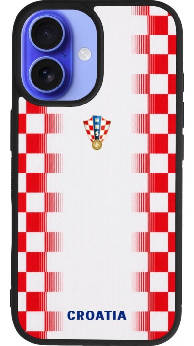 iPhone 16 Case Hülle - Silikon schwarz Kroatien 2026 personalisierbares Fussballtrikot