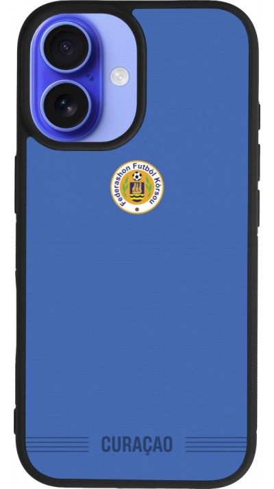 iPhone 16 Case Hülle - Silikon schwarz Curaçao 2026 personalisierbares Fussballtrikot