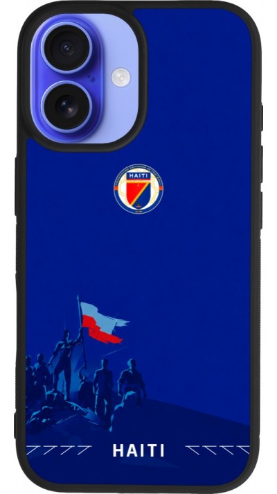 iPhone 16 Case Hülle - Silikon schwarz Haiti 2026 personalisierbares Fussballtrikot