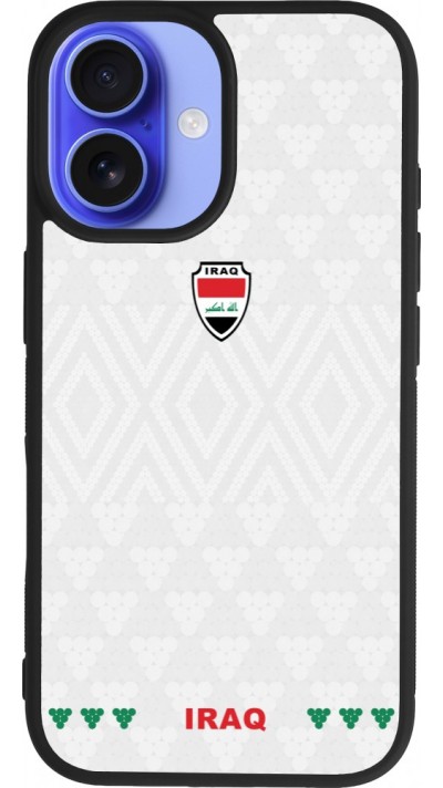 iPhone 16 Case Hülle - Silikon schwarz Irak 2026 personalisierbares Fussballtrikot