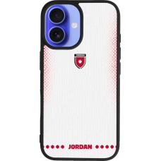 iPhone 16 Case Hülle - Silikon schwarz Jordanien 2026 personalisierbares Fussballtrikot