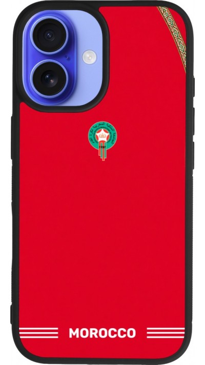 iPhone 16 Case Hülle - Silikon schwarz Marokko 2026 personalisierbares Fussballtrikot