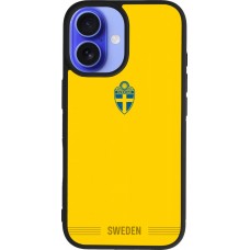 iPhone 16 Case Hülle - Silikon schwarz Schweden 2026 personalisierbares Fussballtrikot