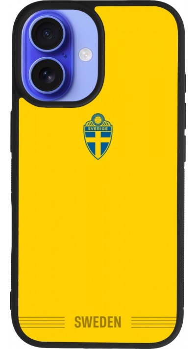 iPhone 16 Case Hülle - Silikon schwarz Schweden 2026 personalisierbares Fussballtrikot
