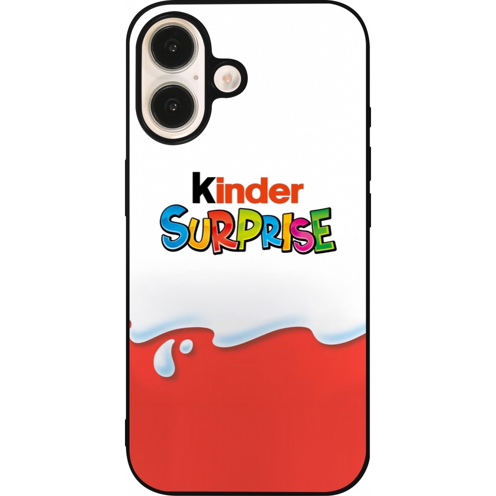 iPhone 16 Case Hülle - Silikon schwarz Kinder Surprise