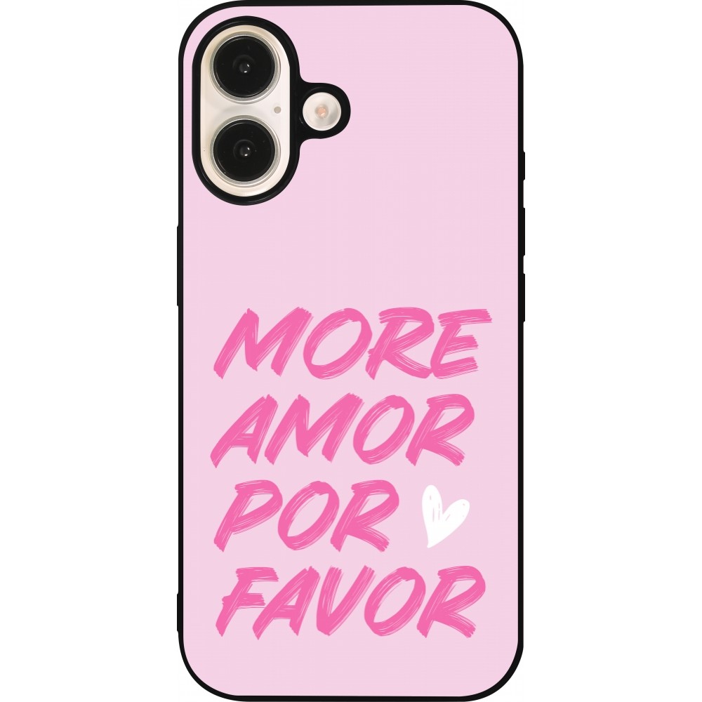iPhone 16 Case Hülle - Silikon schwarz More amor porfavor
