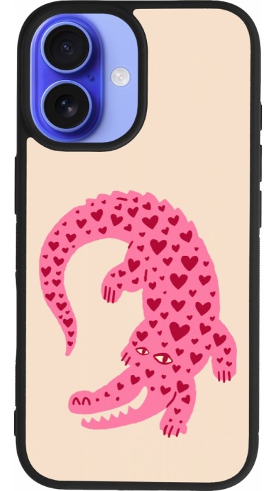 iPhone 16 Case Hülle - Silikon schwarz Pink crocodile 2026