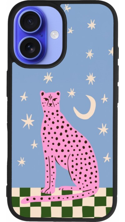 iPhone 16 Case Hülle - Silikon schwarz Pink leopard with stars 2026