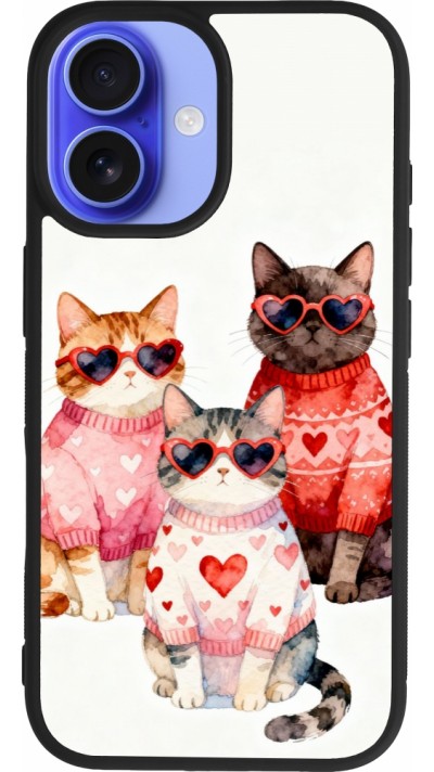 iPhone 16 Case Hülle - Silikon schwarz Saint Valentines Day 26 Cat Love