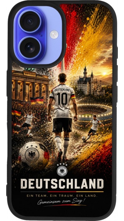 iPhone 16 Case Hülle - Silikon schwarz Fussball Deutschland splash 2026