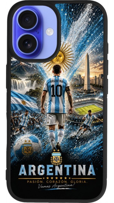 iPhone 16 Case Hülle - Silikon schwarz Fussball Argentinien splash 2026