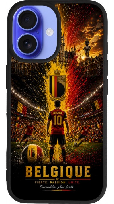 iPhone 16 Case Hülle - Silikon schwarz Fussball Belgien splash 2026