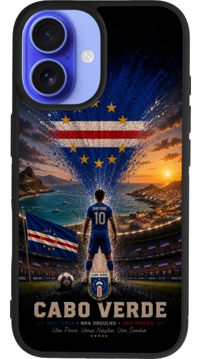 iPhone 16 Case Hülle - Silikon schwarz Fussball Kap Verde splash 2026