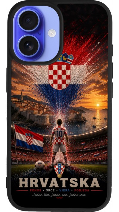 iPhone 16 Case Hülle - Silikon schwarz Fussball Kroatien splash 2026