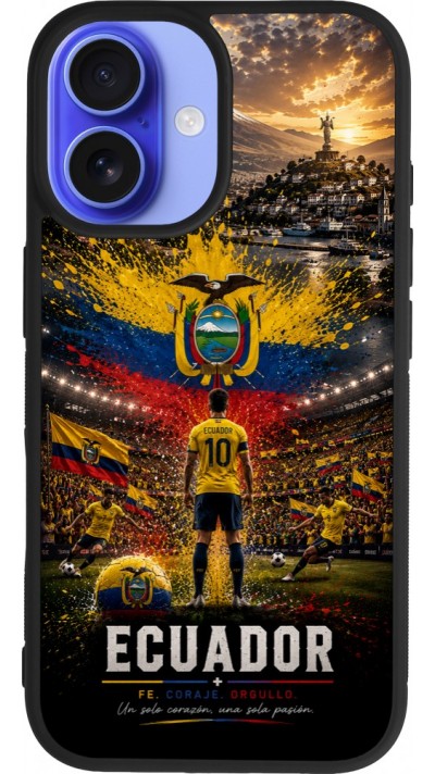 iPhone 16 Case Hülle - Silikon schwarz Fussball Ecuador splash 2026