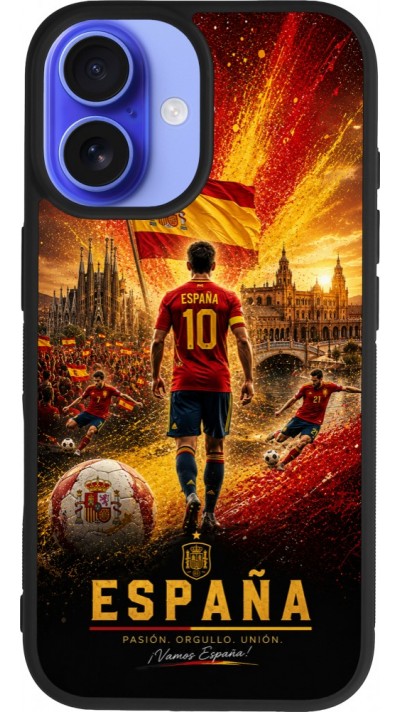 iPhone 16 Case Hülle - Silikon schwarz Fussball Espanien splash 2026
