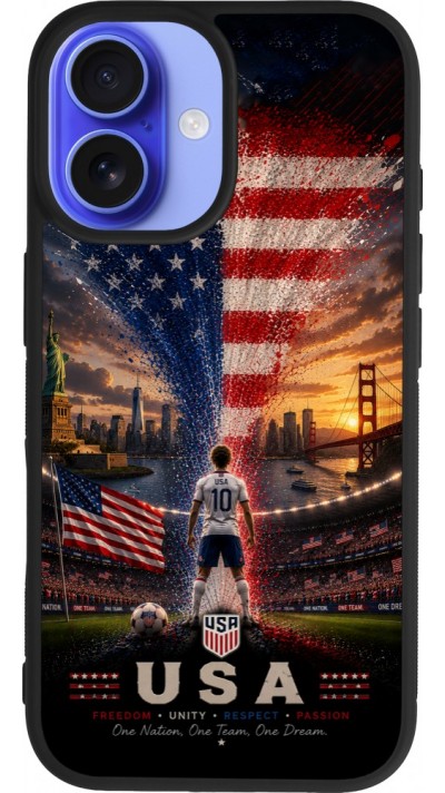 iPhone 16 Case Hülle - Silikon schwarz Fussball Vereinigten Staaten splash 2026