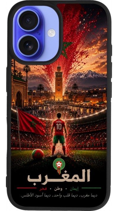 iPhone 16 Case Hülle - Silikon schwarz Fussball Marokko splash 2026