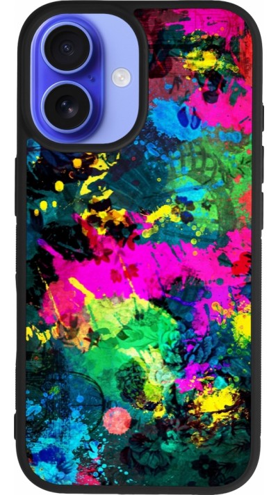 iPhone 16 Case Hülle - Silikon schwarz Splash paint