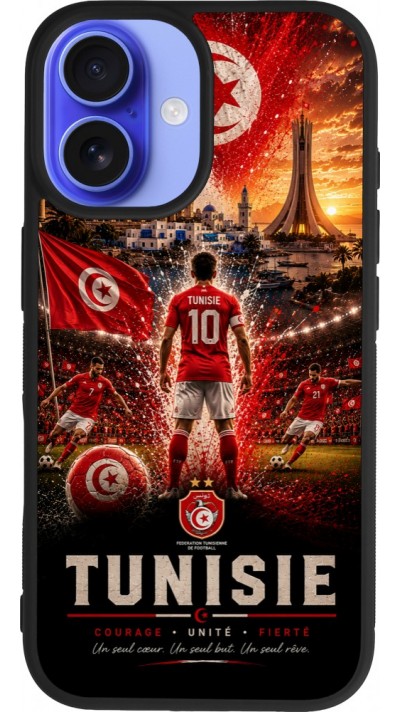 iPhone 16 Case Hülle - Silikon schwarz Fussball Tunesien splash 2026
