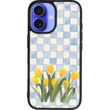iPhone 16 Case Hülle - Silikon schwarz Blue vichy tulips 2026