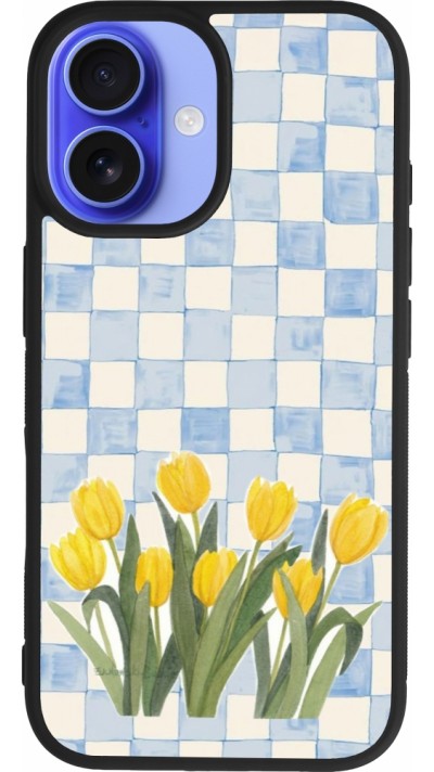 iPhone 16 Case Hülle - Silikon schwarz Blue vichy tulips 2026