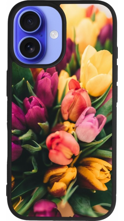 iPhone 16 Case Hülle - Silikon schwarz Bouquet of tulips 2026