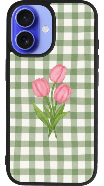 iPhone 16 Case Hülle - Silikon schwarz Green vichy tulips 2026