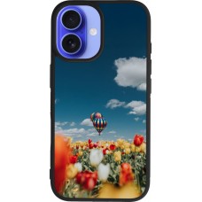 Coque iPhone 16 - Silicone rigide noir Hot air balloon Spring 2026