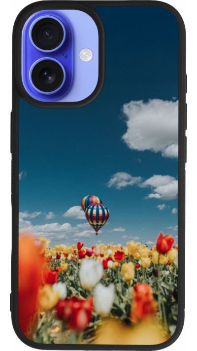 iPhone 16 Case Hülle - Silikon schwarz Hot air balloon 2026
