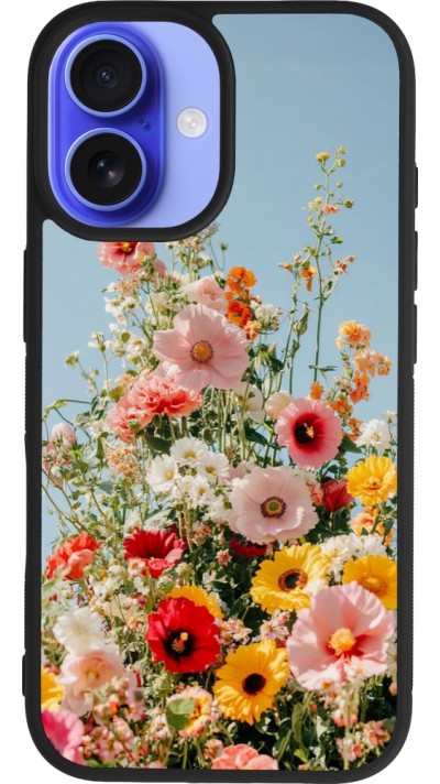 iPhone 16 Case Hülle - Silikon schwarz Spring flowers 2026