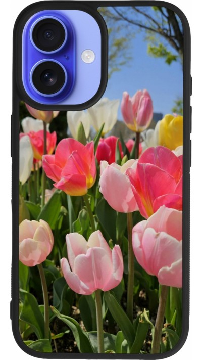 iPhone 16 Case Hülle - Silikon schwarz Tulips 2026
