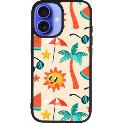 iPhone 16 Case Hülle - Silikon schwarz Summer 2025 Pattern soleil