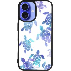 iPhone 16 Case Hülle - Silikon schwarz Turtles pattern watercolor