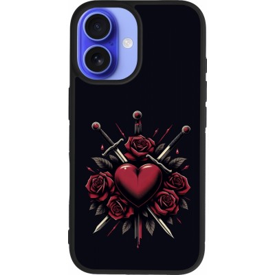 iPhone 16 Case Hülle - Silikon schwarz Valentine 2024 gothic love
