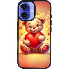iPhone 16 Case Hülle - Silikon schwarz Valentin 2024 Teddy Liebe