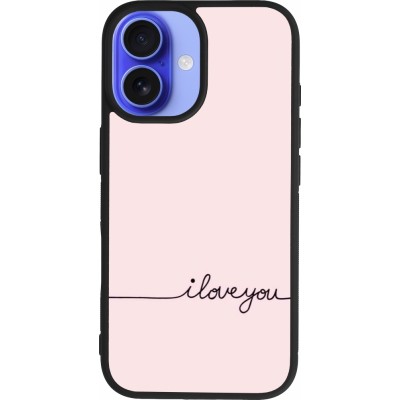 iPhone 16 Case Hülle - Silikon schwarz Valentine 2023 i love you writing