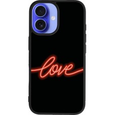 iPhone 16 Case Hülle - Silikon schwarz Valentine 2023 neon love