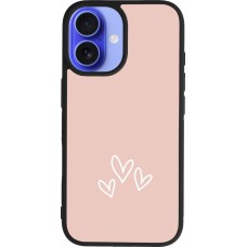 iPhone 16 Case Hülle - Silikon schwarz Valentine 2023 three minimalist hearts