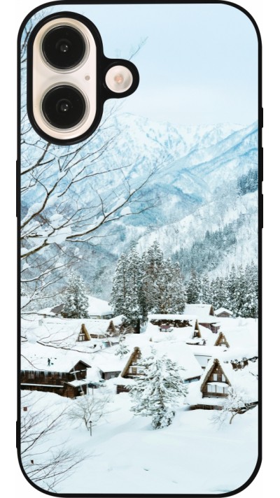 iPhone 16 Case Hülle - Silikon schwarz Winter 25 Winter snowy landscape