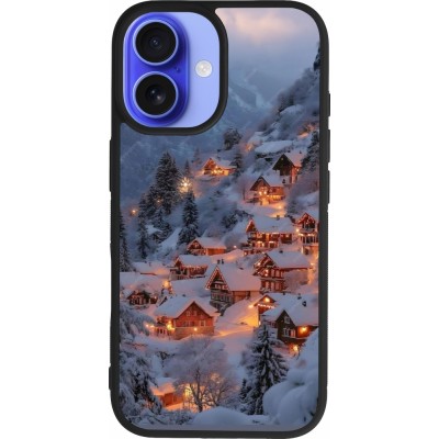 iPhone 16 Case Hülle - Silikon schwarz Winter 25 Winter snowy village