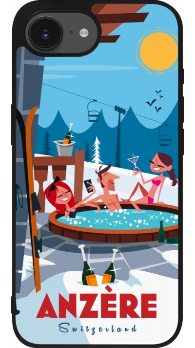 iPhone 16e Case Hülle - Silikon schwarz Anzère Mountain Jacuzzi