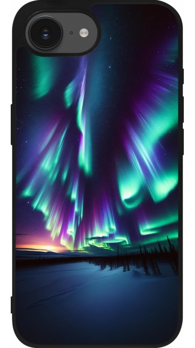 iPhone 16e Case Hülle - Silikon schwarz Funkelndes Nordlicht