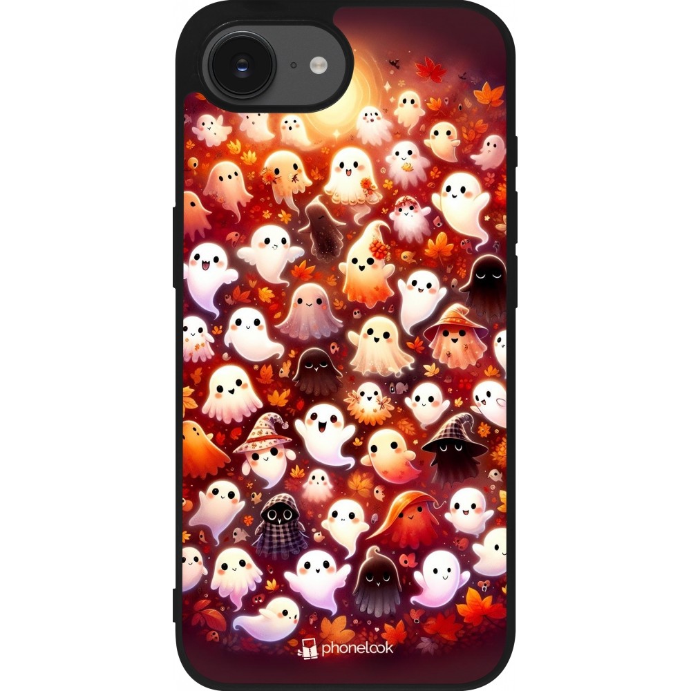 iPhone 16e Case Hülle - Silikon schwarz Gespenster Herbst niedlich
