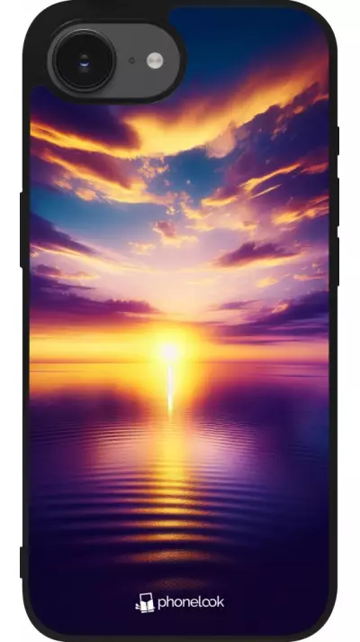 iPhone 16e Case Hülle - Silikon schwarz Sonnenuntergang gelb violett